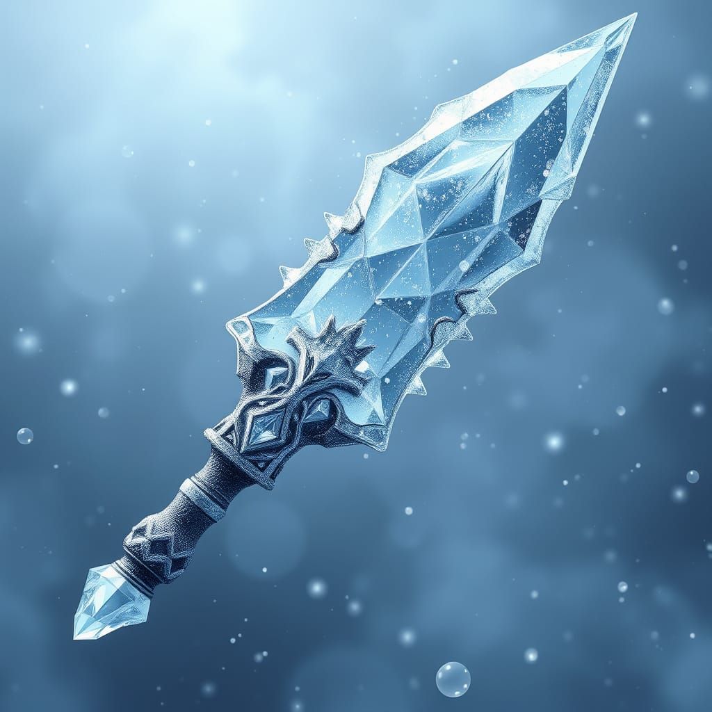 Crystal Ice Dagger in Ethereal, Dreamlike Digital Art