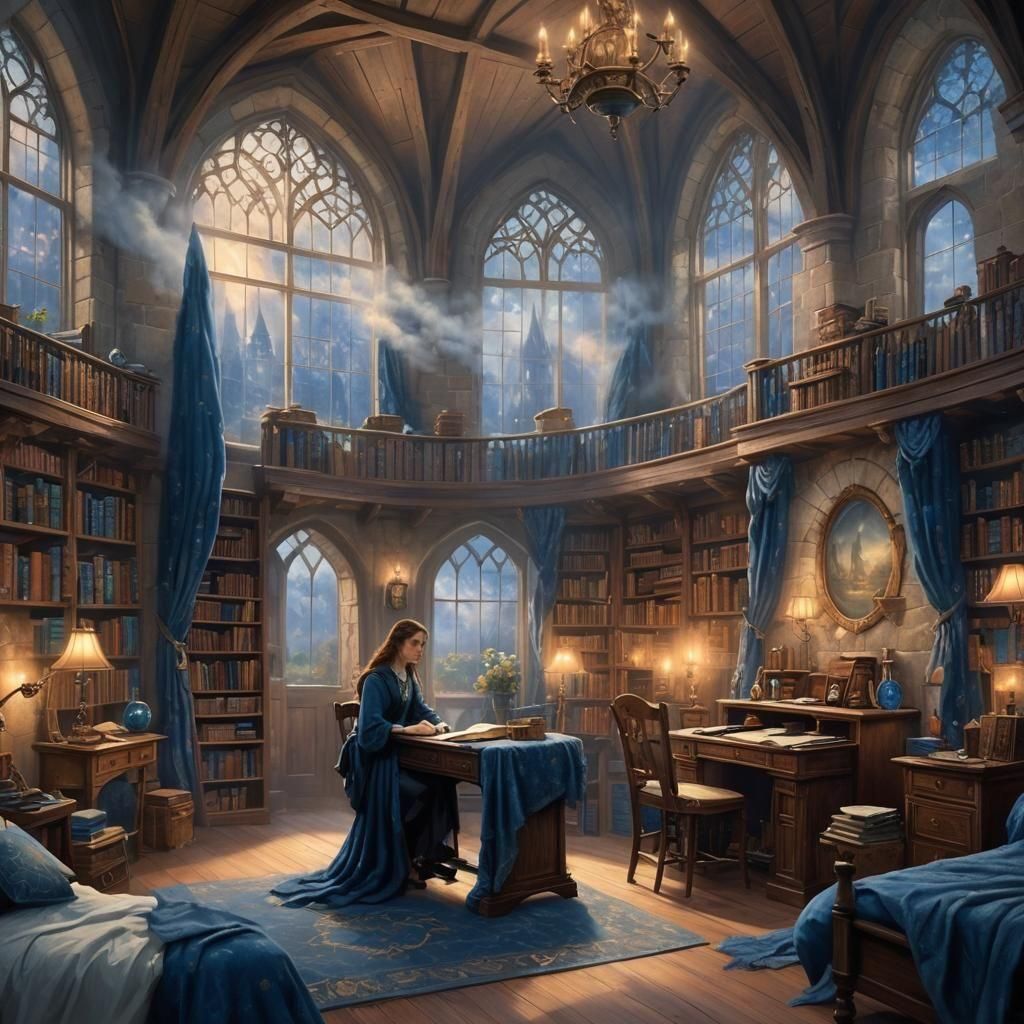 Ethereal Ravenclaw Dorm Room in Fantasy Style