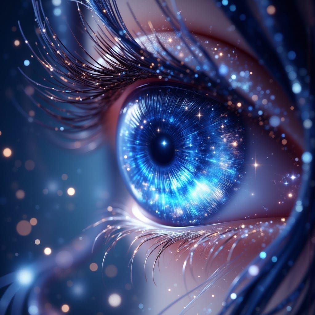 Hyper-Realistic Anime Eye with Galaxy Iris