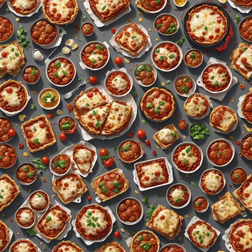 Detailed 3D Anime Lasagna Pie Concept Art