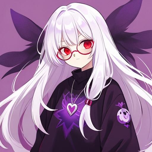 Evil Pretty Girl with Red Eyes and Purple Aura