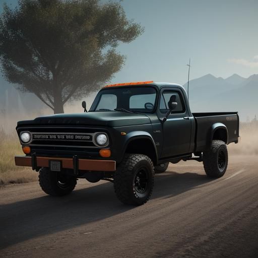 Futuristic Copper Black Dodge D100 Racing Truck