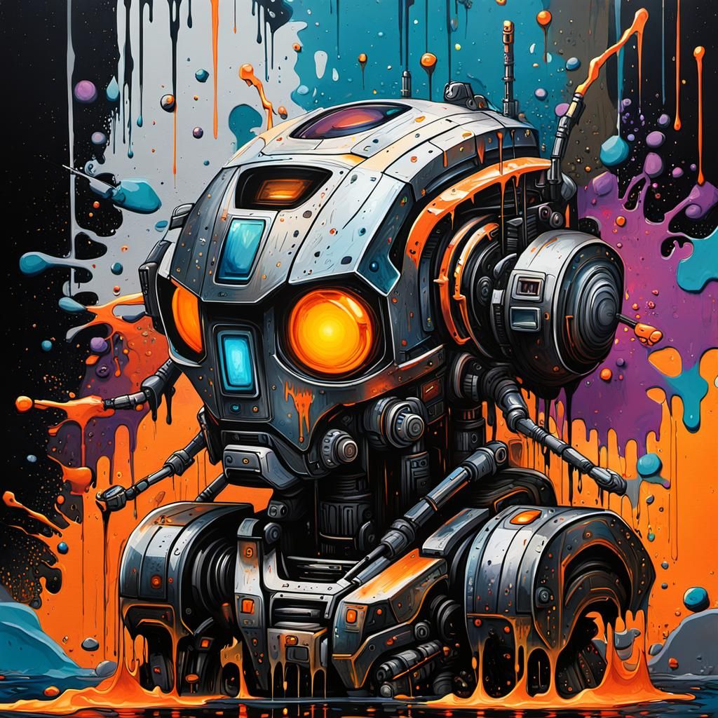 Cyberpunk Robot in Graffiti Art