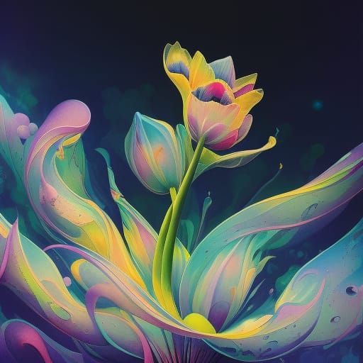 Cosmic Tulips: A Hyperdetailed Digital Painting