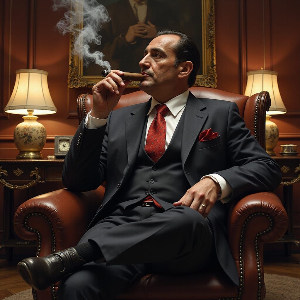 Powerful Mafia Boss in Luxurious Office