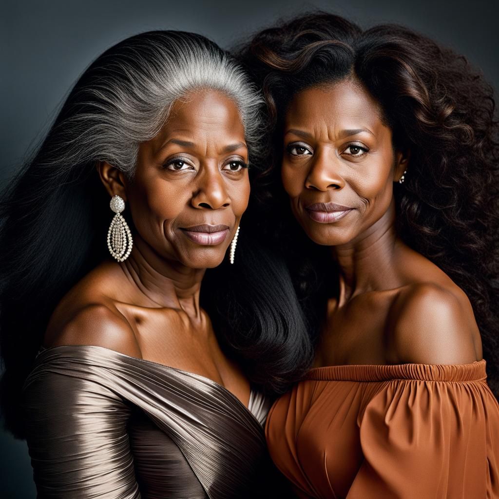 Elegant Silver-Haired Woman Portrait in Oil Painting Style