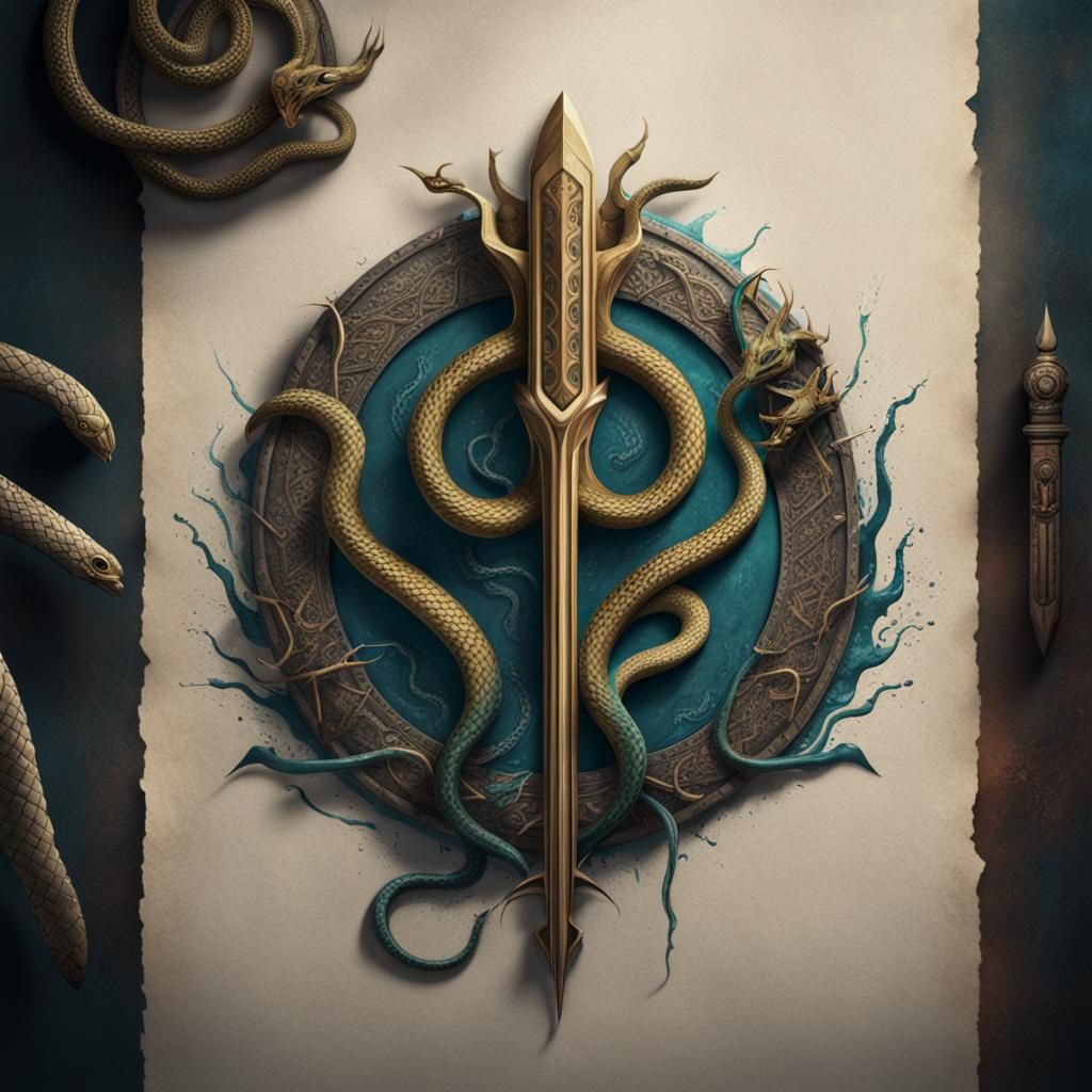 Trident and Snake Symbol Matte Painting