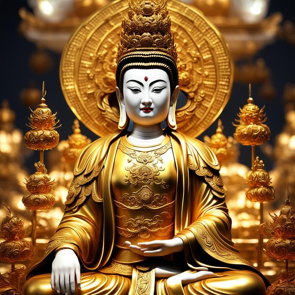 Golden Guanyin with Electric Currents in 8K