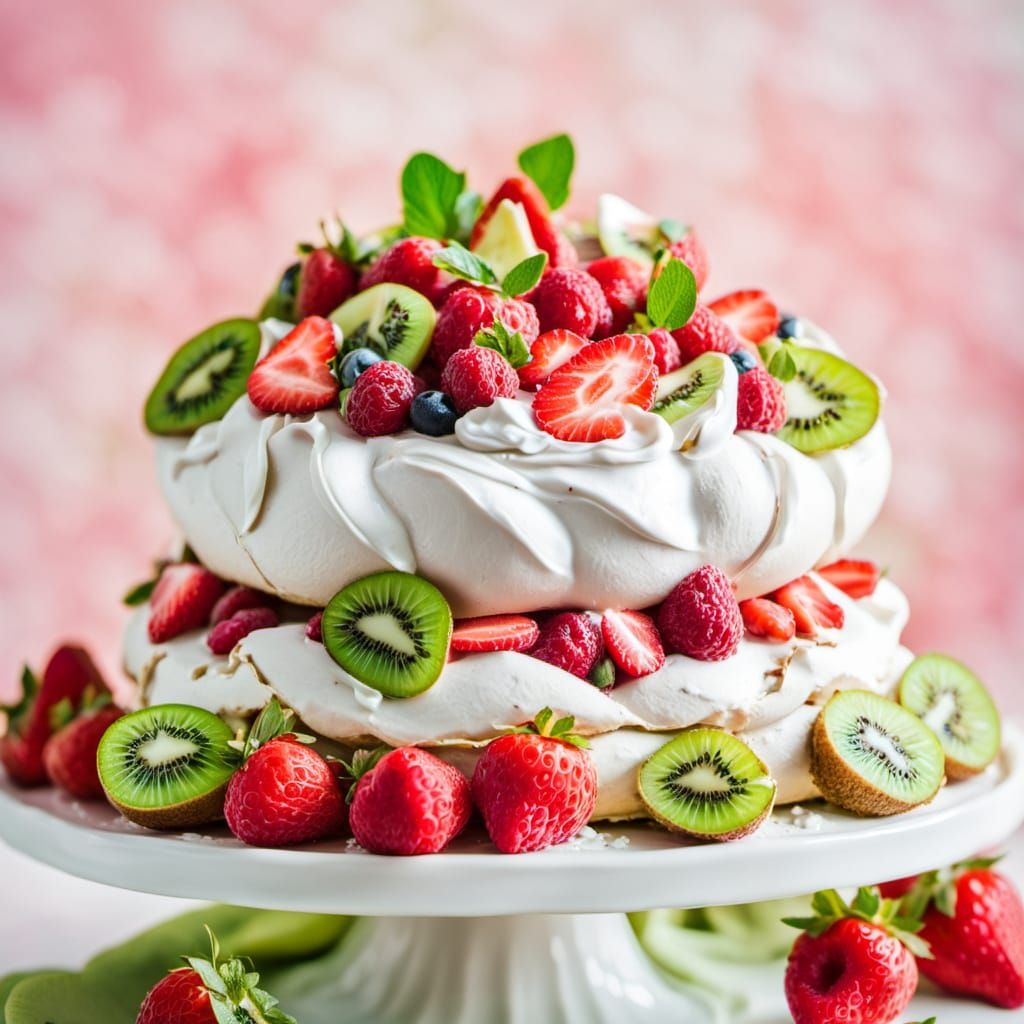 Elegant Pavlova with Summer Fruits: Food Photography