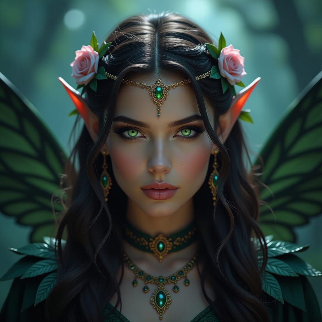 Elven Warrior in Moonlit Forest, Hyper-Realistic Detail