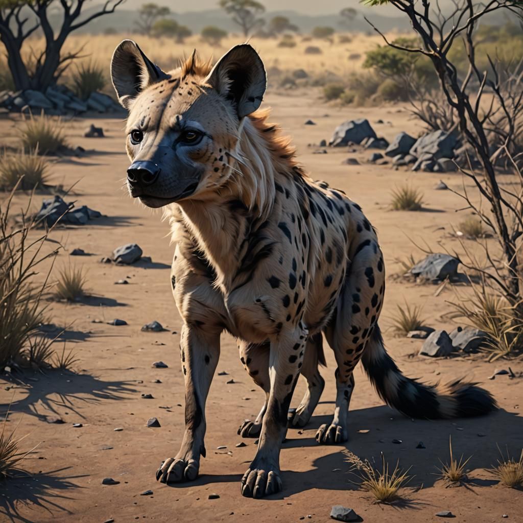 Detailed 3D Anime Hyena Art in 8k