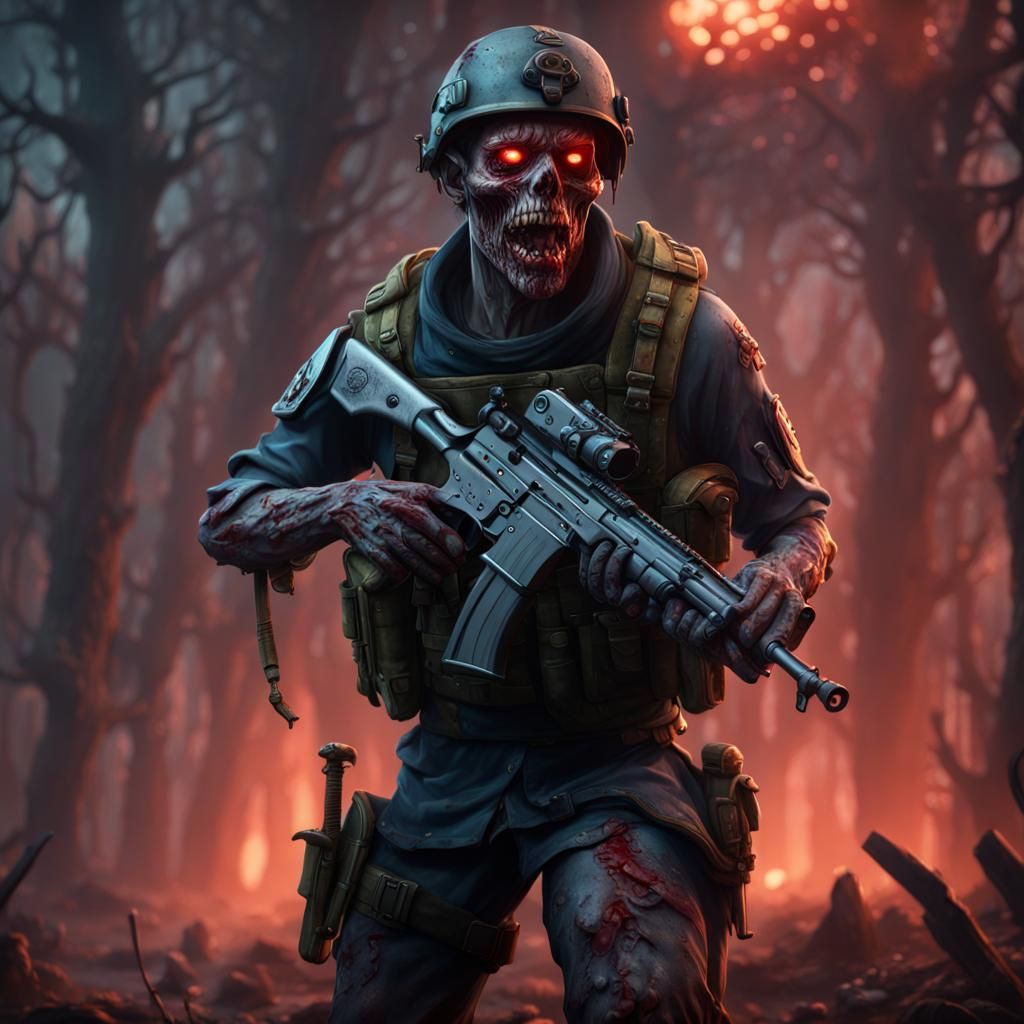 Detailed Zombie Soldier Fantasy Concept Art