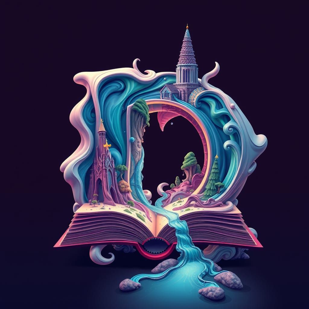 Surreal Landscape Book as Name Danilo in Fluid 3D Fractals