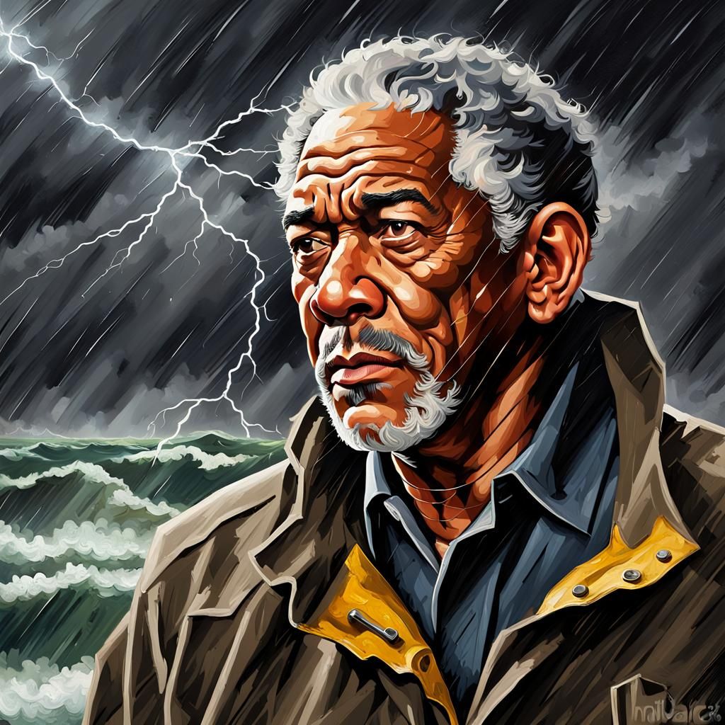 Epic Fisherman Portrait in Expressive Impasto Style
