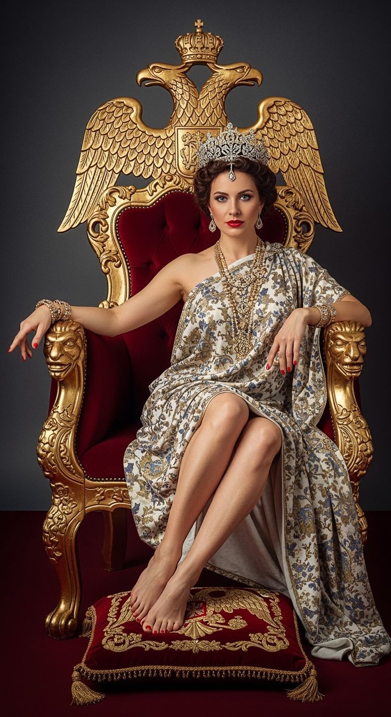 Tsarina on Gold Throne in Opulent Empire Style