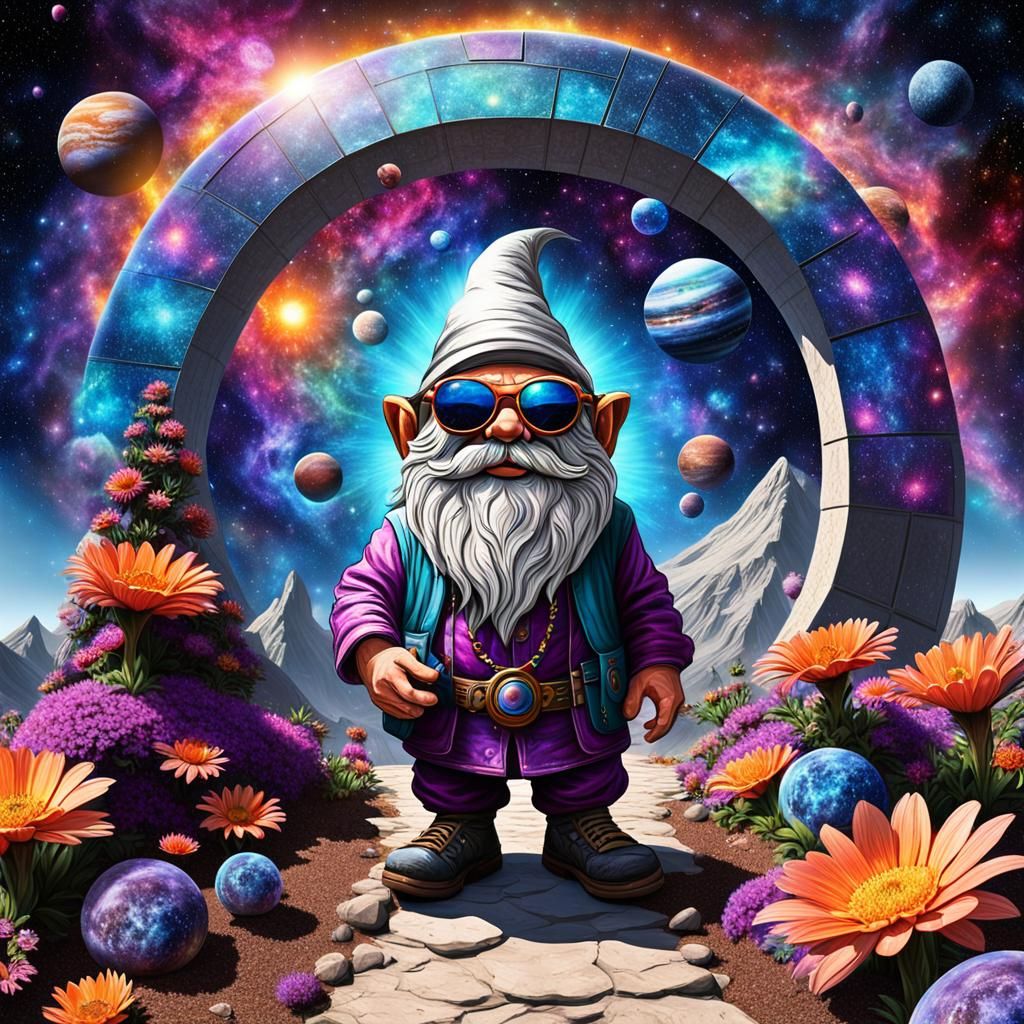 Cosmic gnome playing it cool with sunglasses 😎