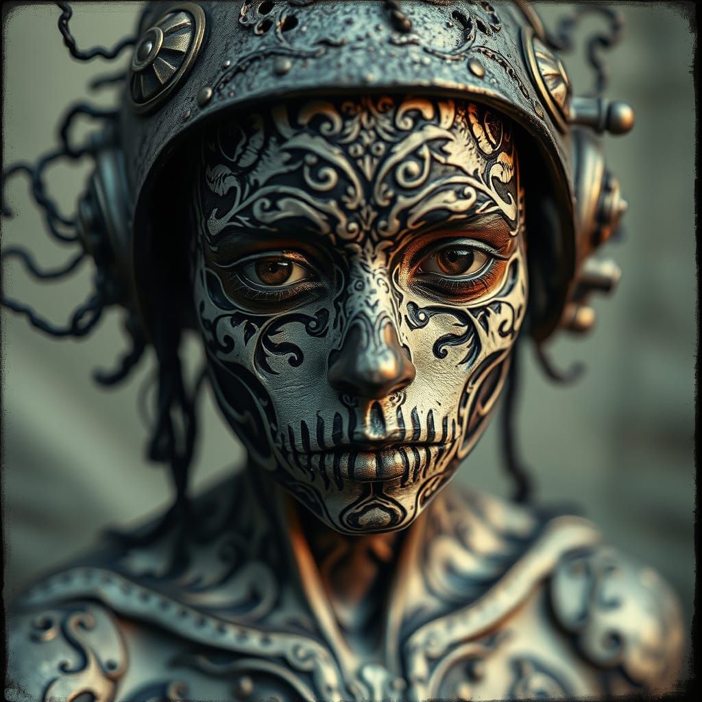 Surreal Portrait with Intricate Body Art