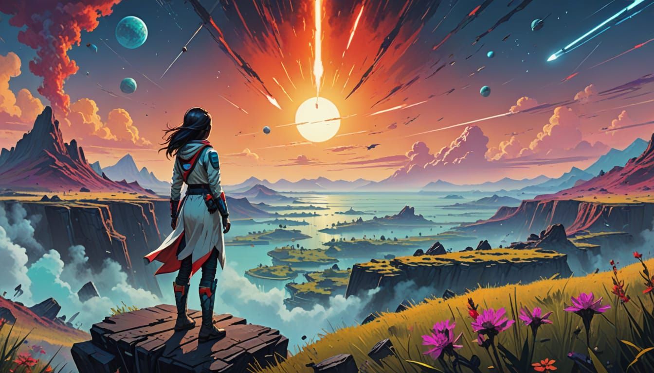 Freedom's Leap into a Vibrant Sunset