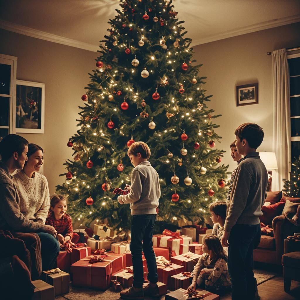 Cozy Christmas Family Gathering: Cinematic Film Still