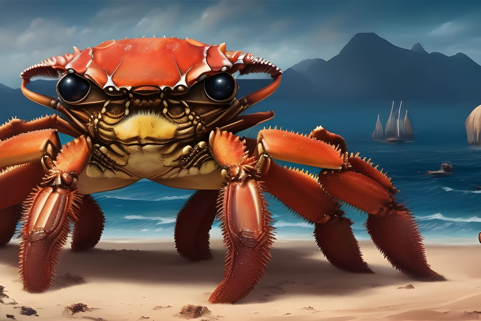 Giant Crab on Beach at End of Time