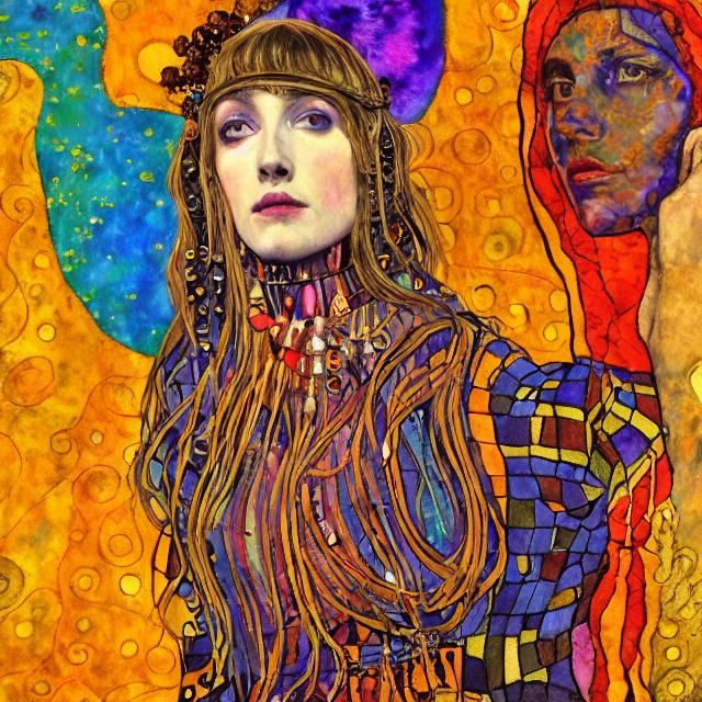 Psychedelic Lady Macbeth Portrait in Klimt Pop Art Style
