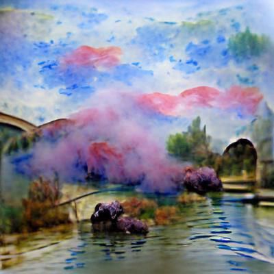 Poseidon in Impressionist Watercolor Style