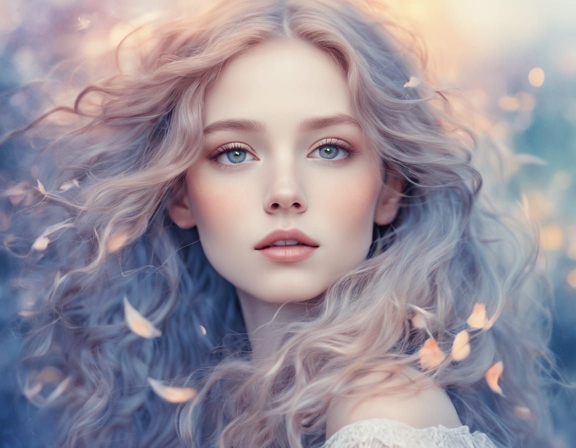 Romantic Portrait of a Woman with Flowing Red Hair