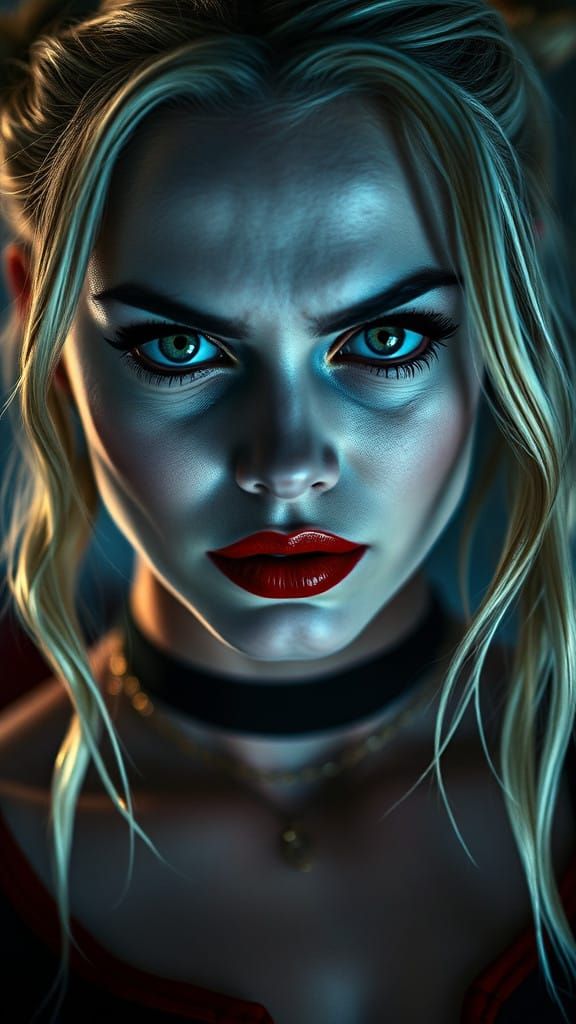 Mesmerizing Harley Quinn Portrait in Cinematic Style