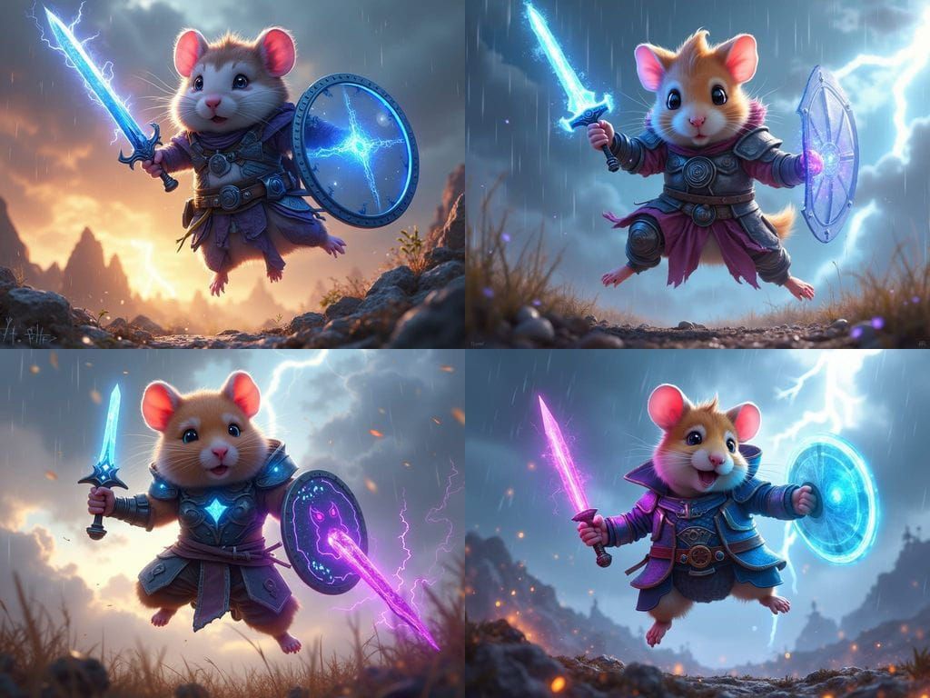Warrior Hamster Freya Voltblade in Cyberpunk Viking Armor