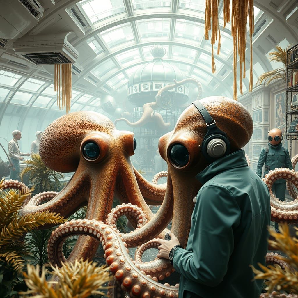 Humans in Futuristic Zoo Enclosures