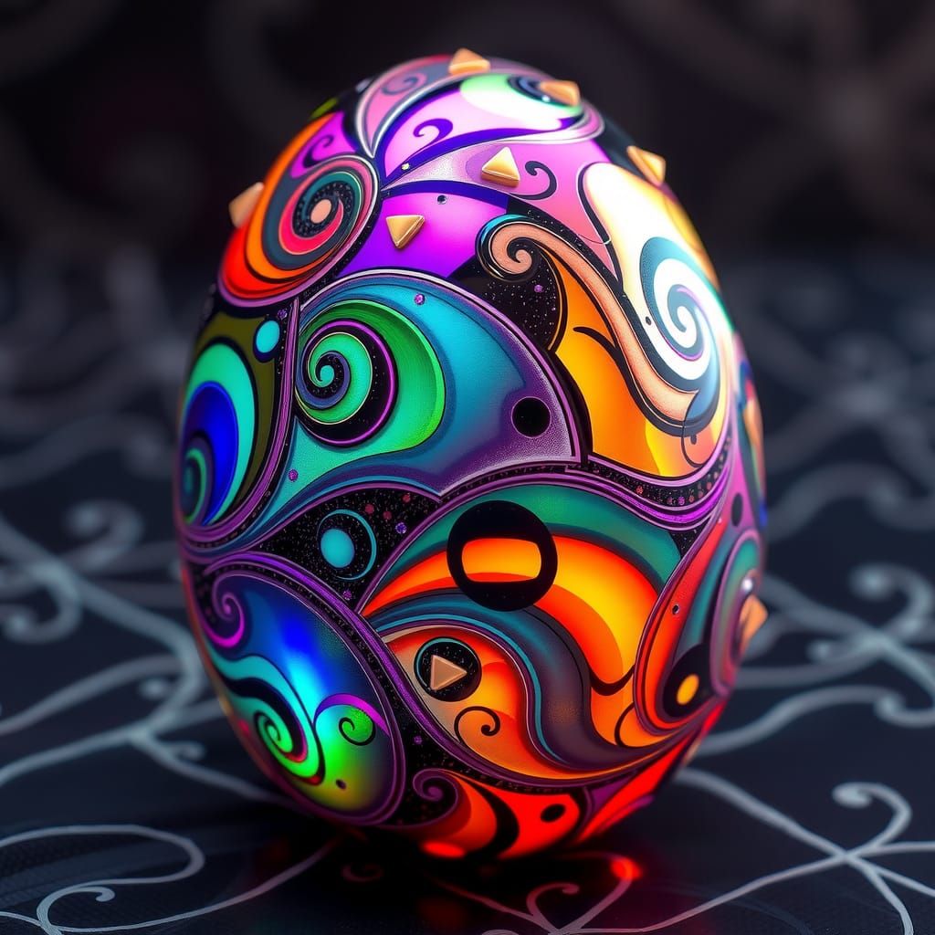 Ethereal Iridescent Egg in Futuristic Art Style