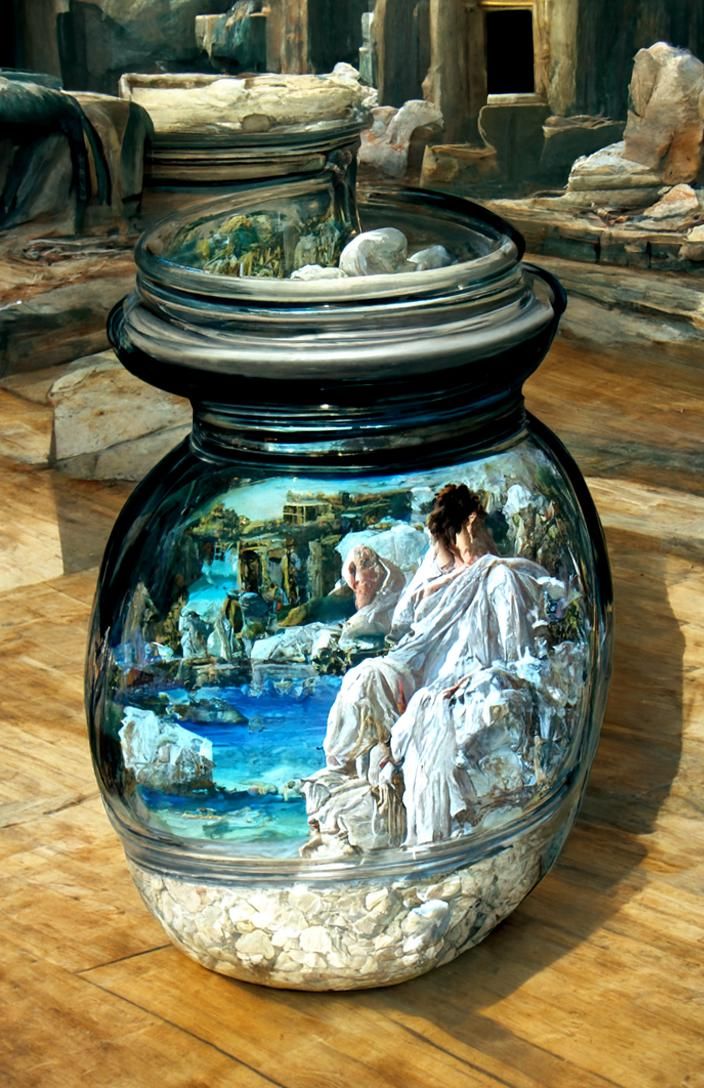 Greek Women in Jar: Hyperrealistic Digital Matte Painting
