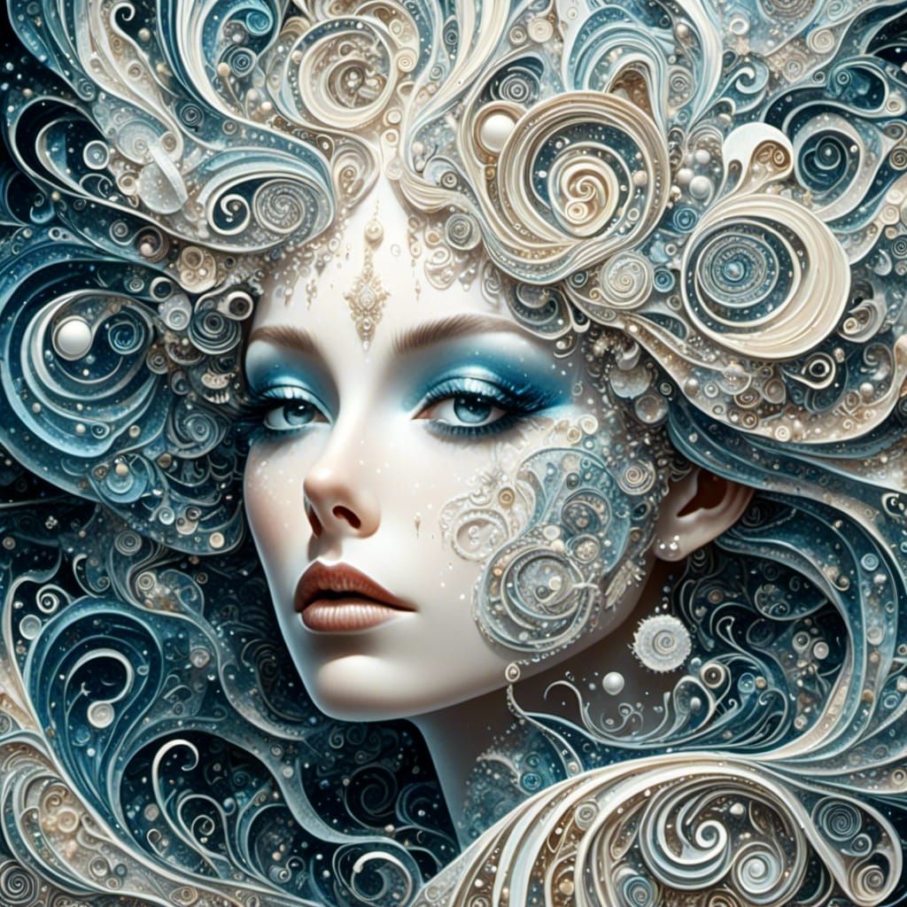 Ornate Woman Portrait Inspired by Klimt