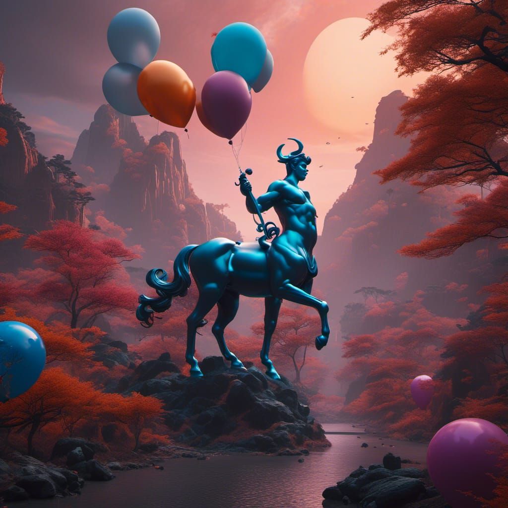 Balloon Centaur: Detailed Matte Painting, Fantasy Art