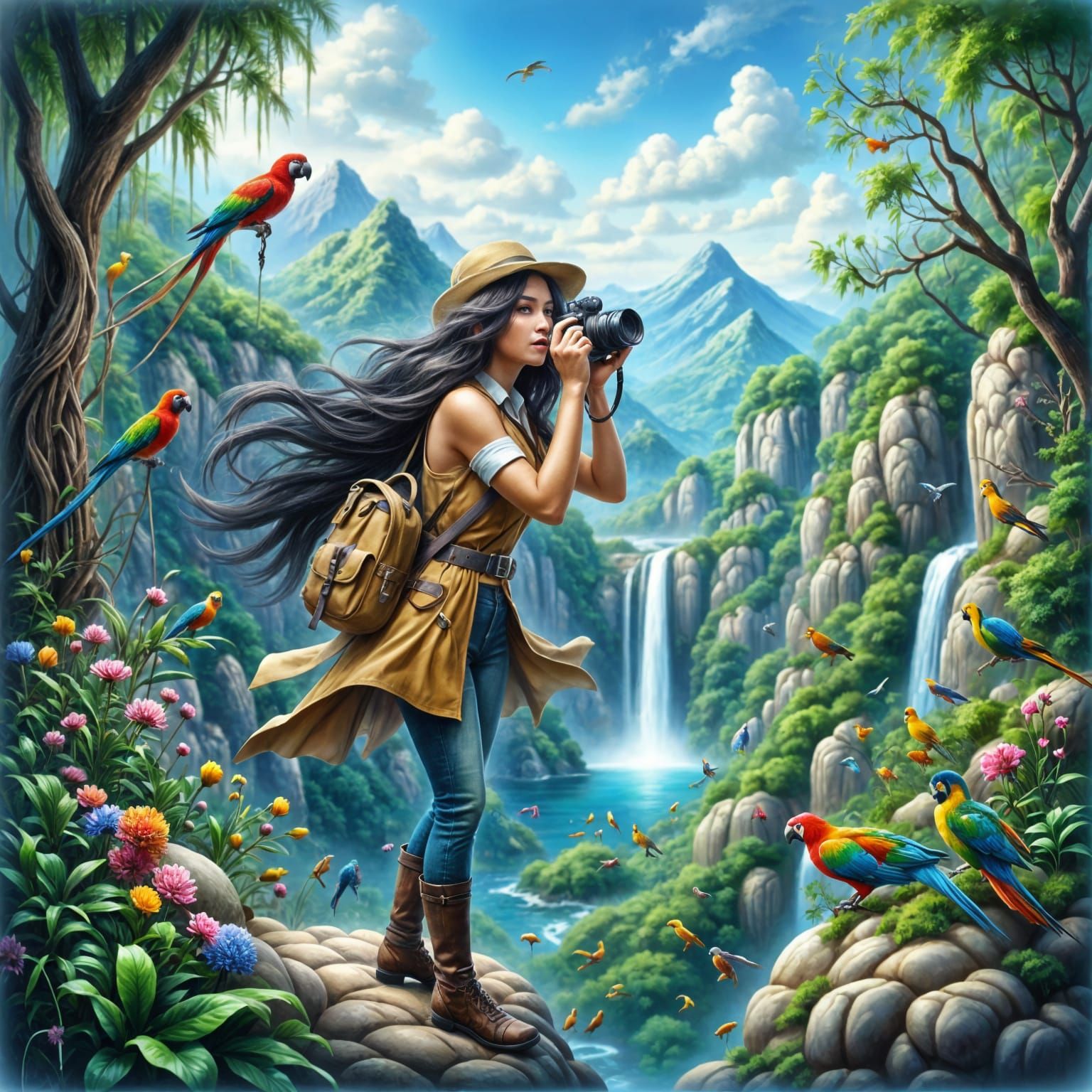 Anime Photographer Captures Tropical Parrot Paradise