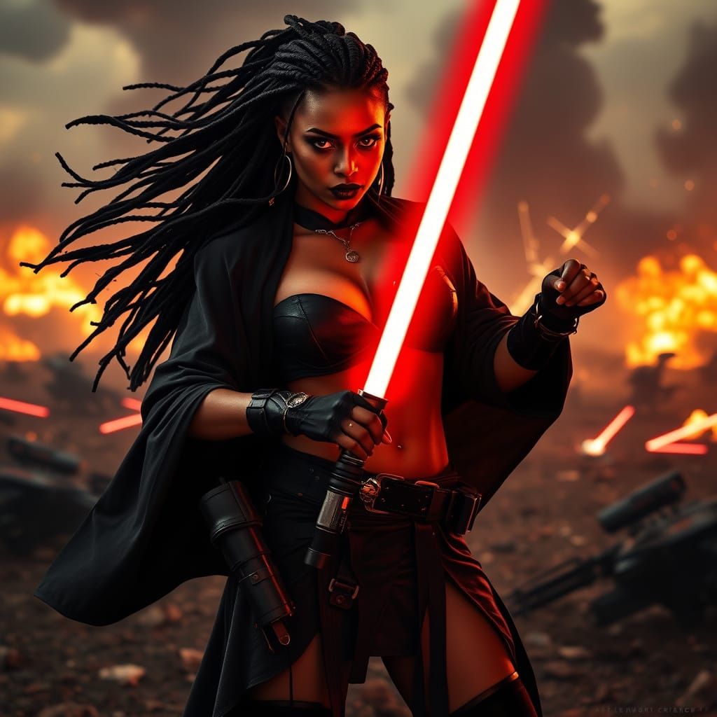 Cyberpunk Sith Warrior in Dark Lord Regalia