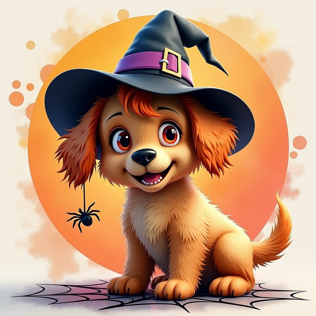 Whimsical 3D Dachshund Puppy with Witch Hat