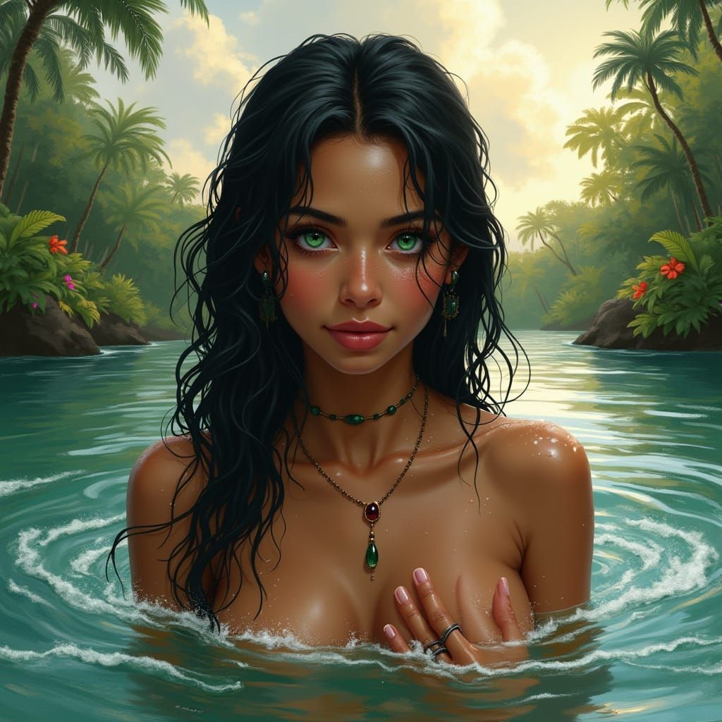 Emerging from the River in Serene Amazonian Style