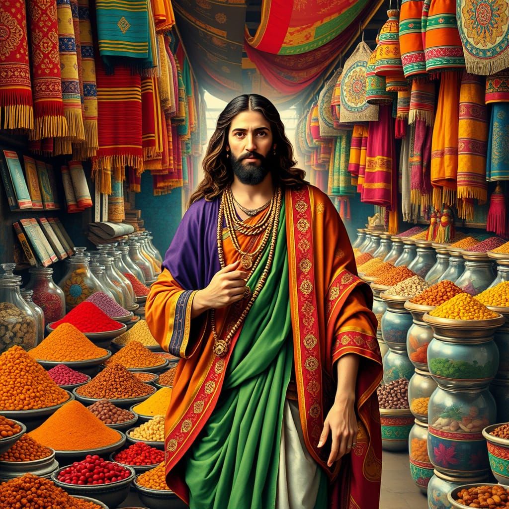 Jesus Christ in Indian Attire, Folk Art Style