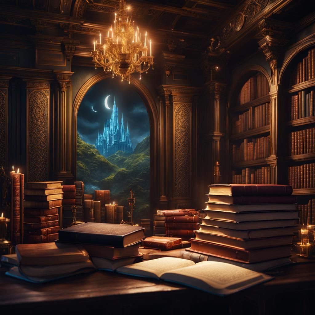Fantastical Book Magic in Detailed Matte Painting