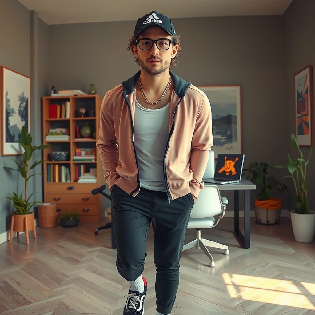 Handsome Man in Modern Apartment Documentary-Style Portrait
