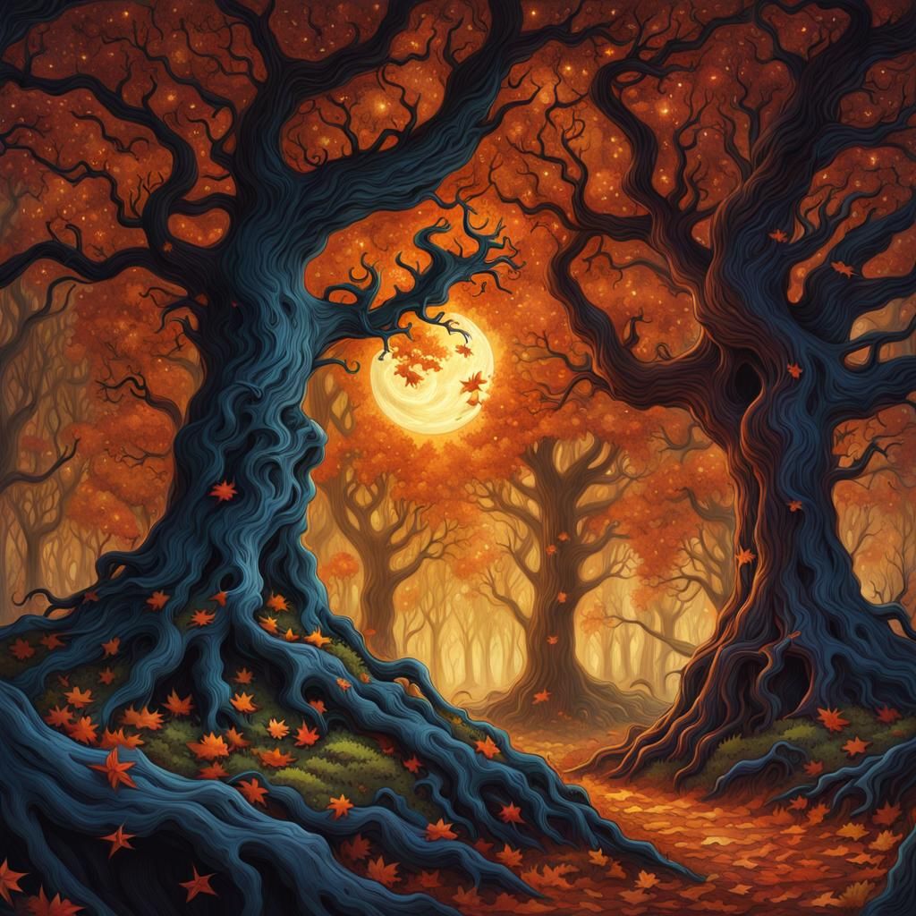 Eldritch Nightmare Beast in Autumnal Forest