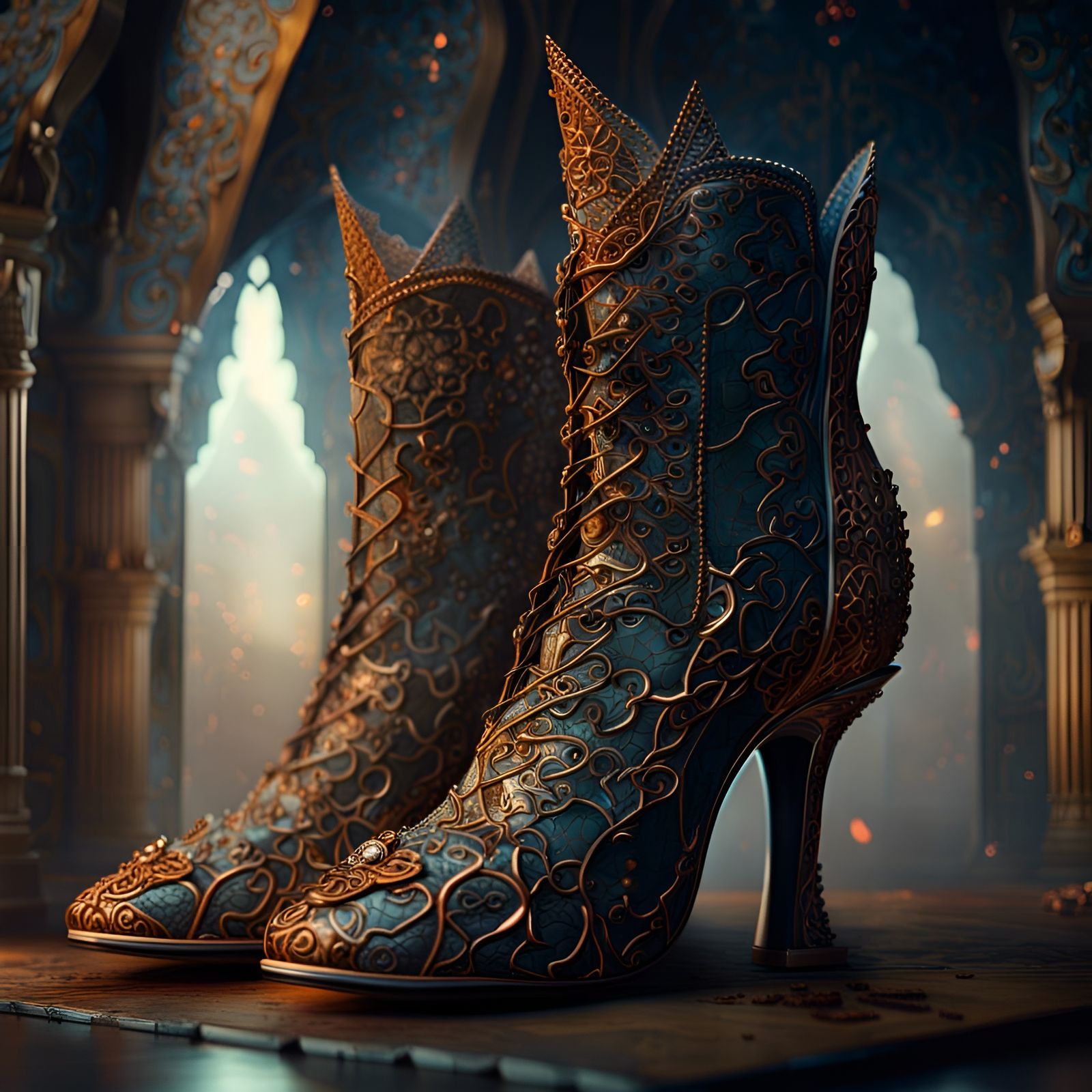 Freckled Queen on Throne with Glass Shoe