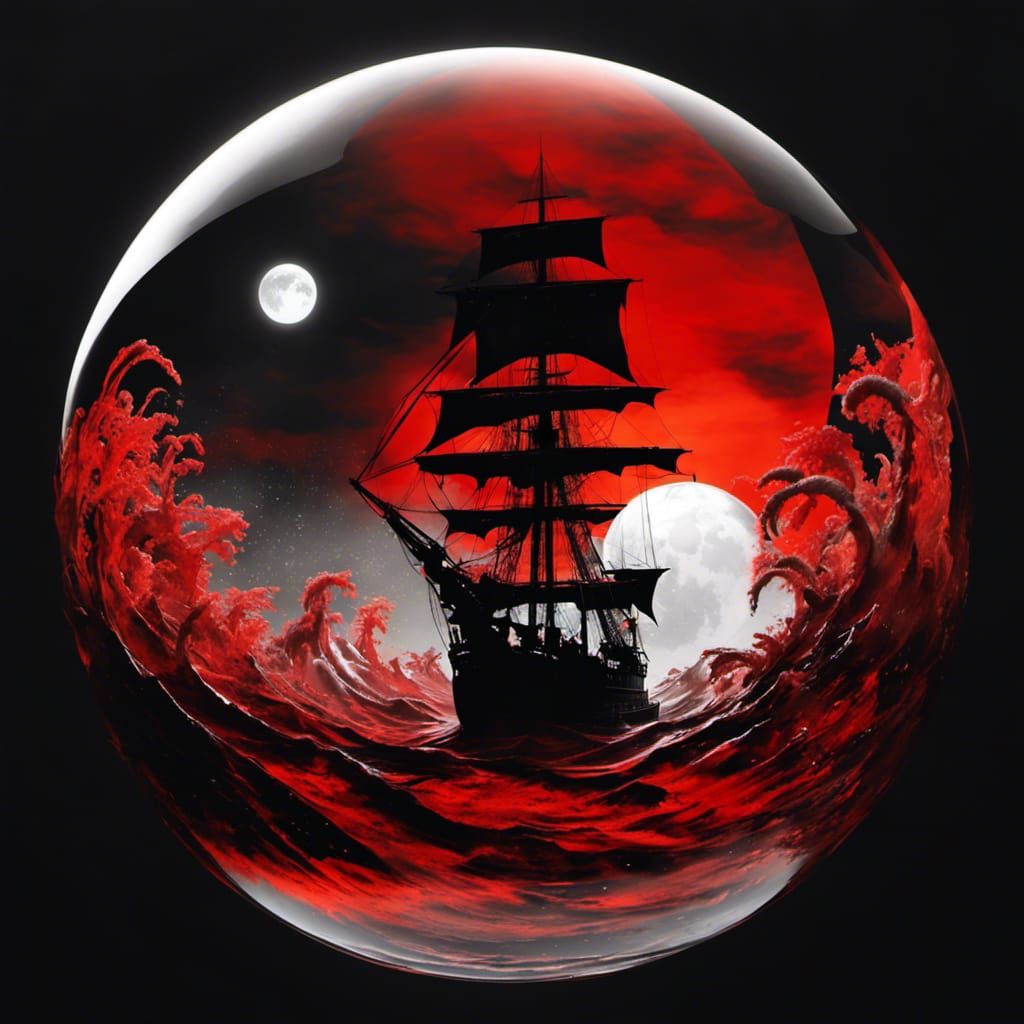 Pirate Ship vs Sea Monster in Snow Globe