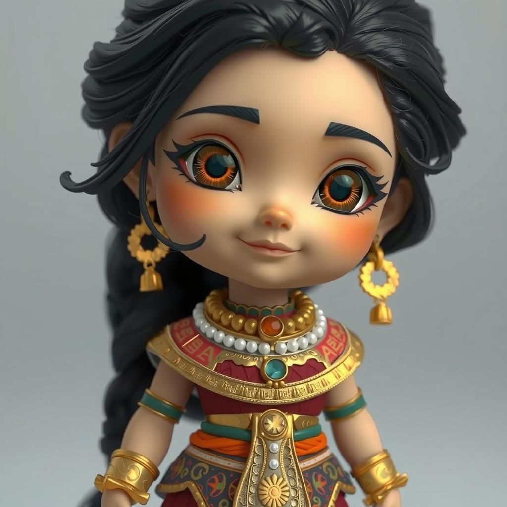 Egyptian Princess Chibi Figurine in 3D Render