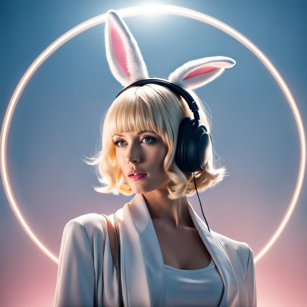 Young Woman with Bunny Ears Portrait