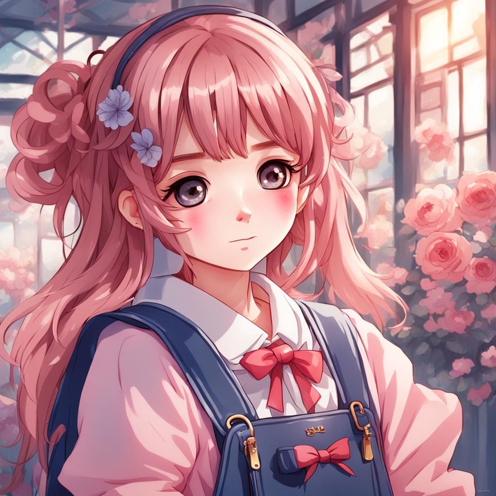 Blushing Anime Girl Portrait