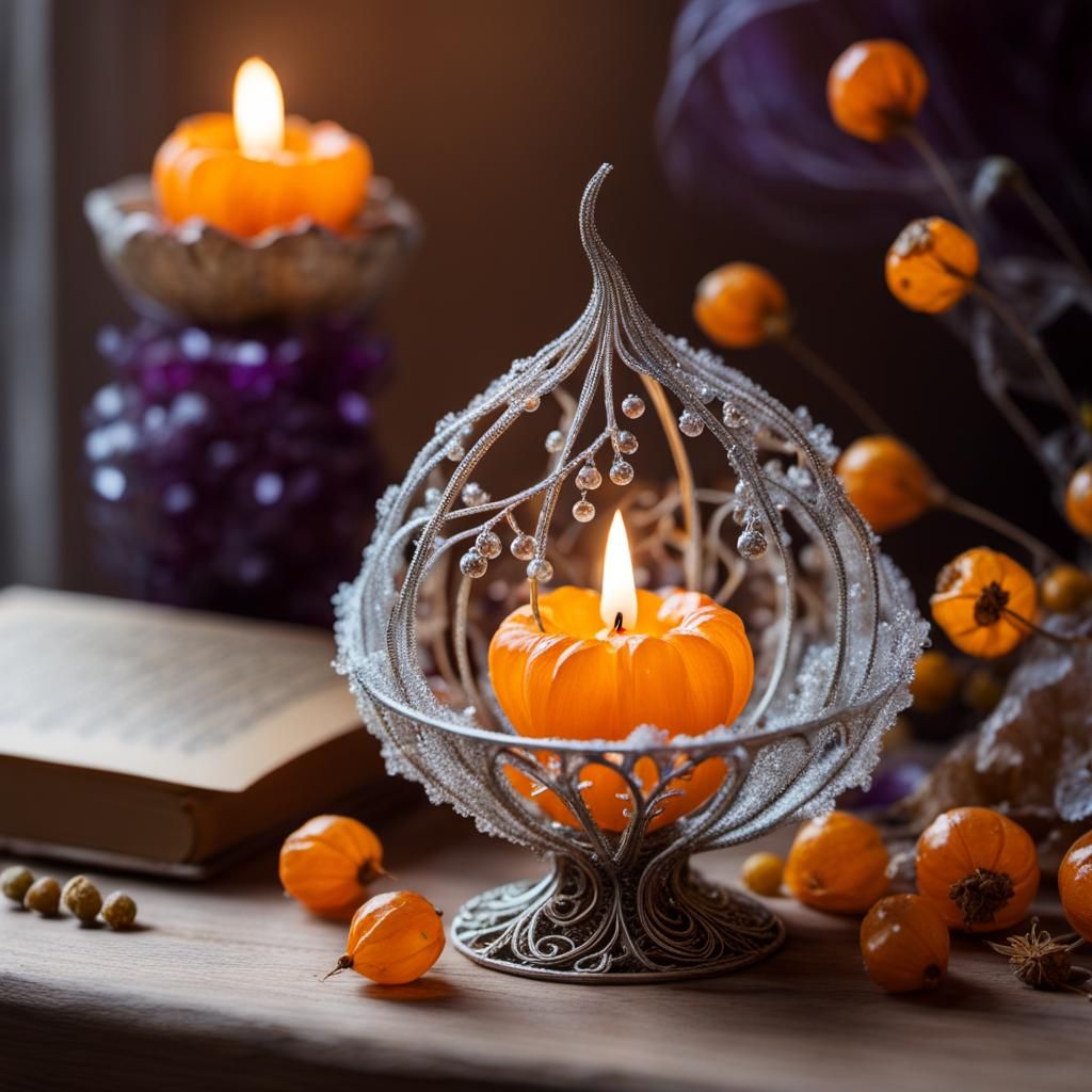 Baroque Ghost Sculpture with Autumnal Elements