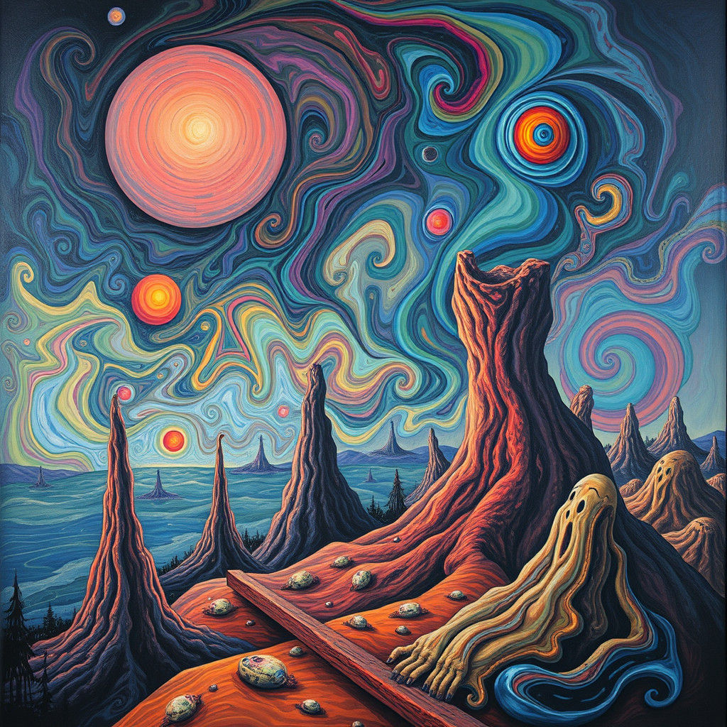 Surreal Dreamscape in Abstract Expressionist Style