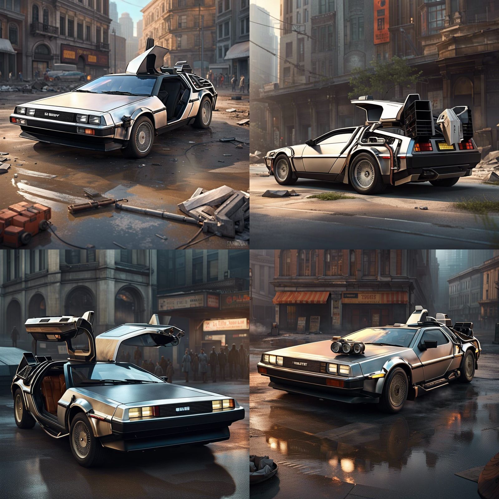 Delorean in Cyberpunk City: Photorealistic Rendering